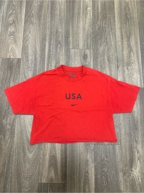 Nike Red USA Short Cropped Tee